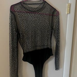 Shein black glitter body suit